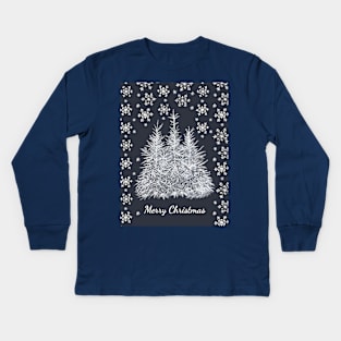 Christmas Winter - Midnight blue Kids Long Sleeve T-Shirt